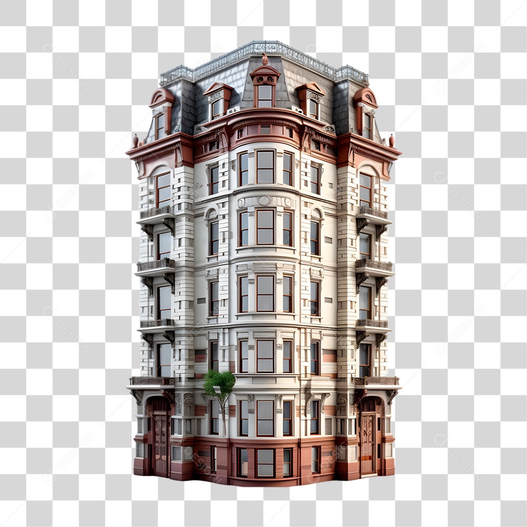 Edifício Longo 3D PNG Transparente