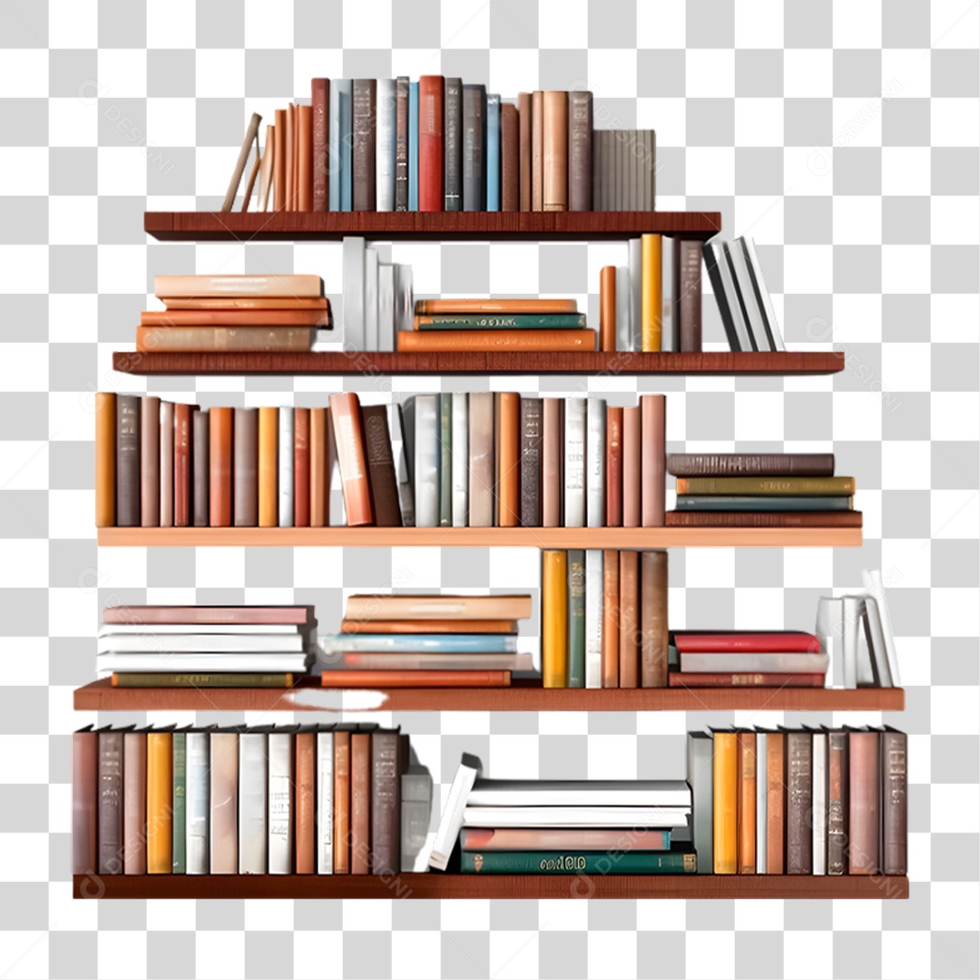 Estante com Livros PNG Transparente