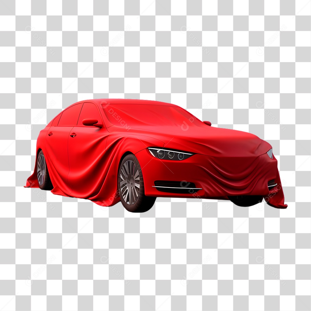 Carro Sobre Capa Vermelha PNG Transparente