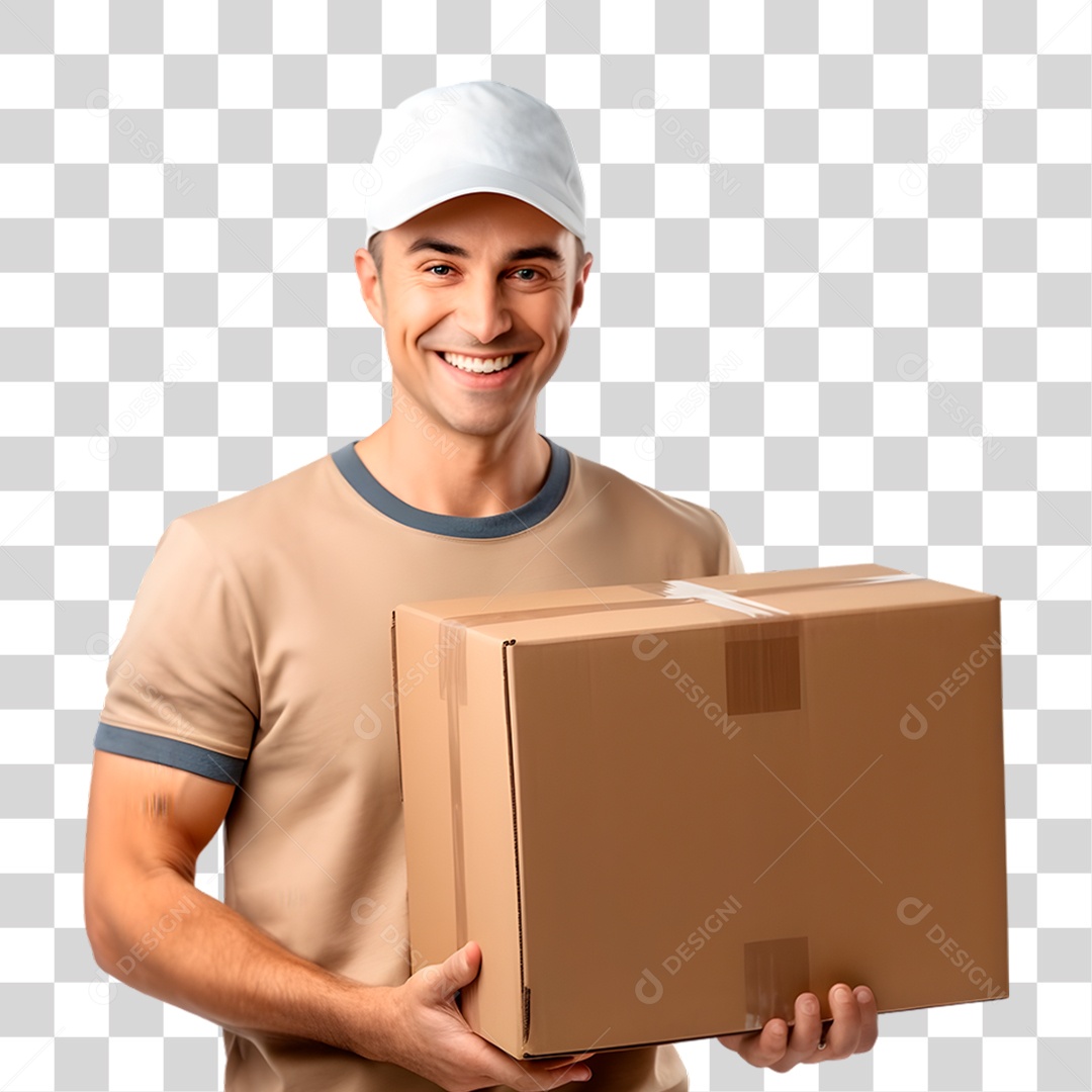 Homem Segurando Caixa de Entregar PNG Transparente