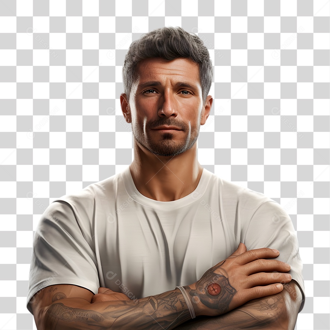 Retrato de um Homem com o Braços Cruzado PNG Transparente