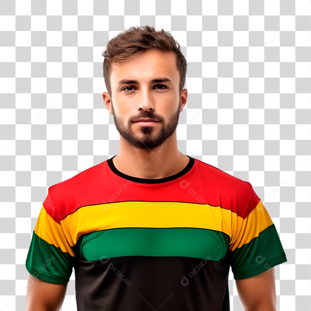 Retrato de um Homem Vestido Camiseta Colorida PNG Transparente