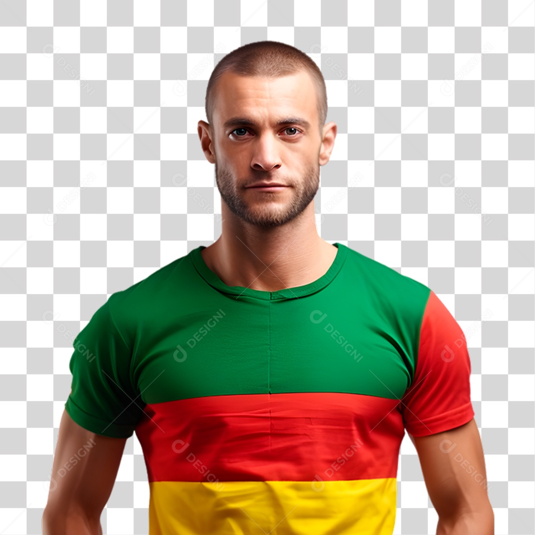 Retrato de um Homem Vestido Camiseta Colorida PNG Transparente