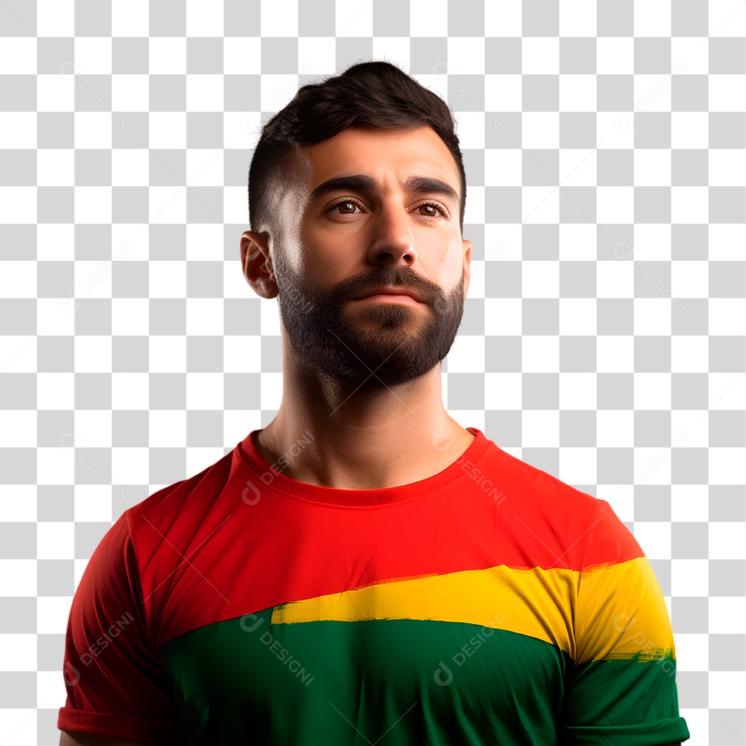 Retrato de um Homem Vestido Camiseta Colorida PNG Transparente