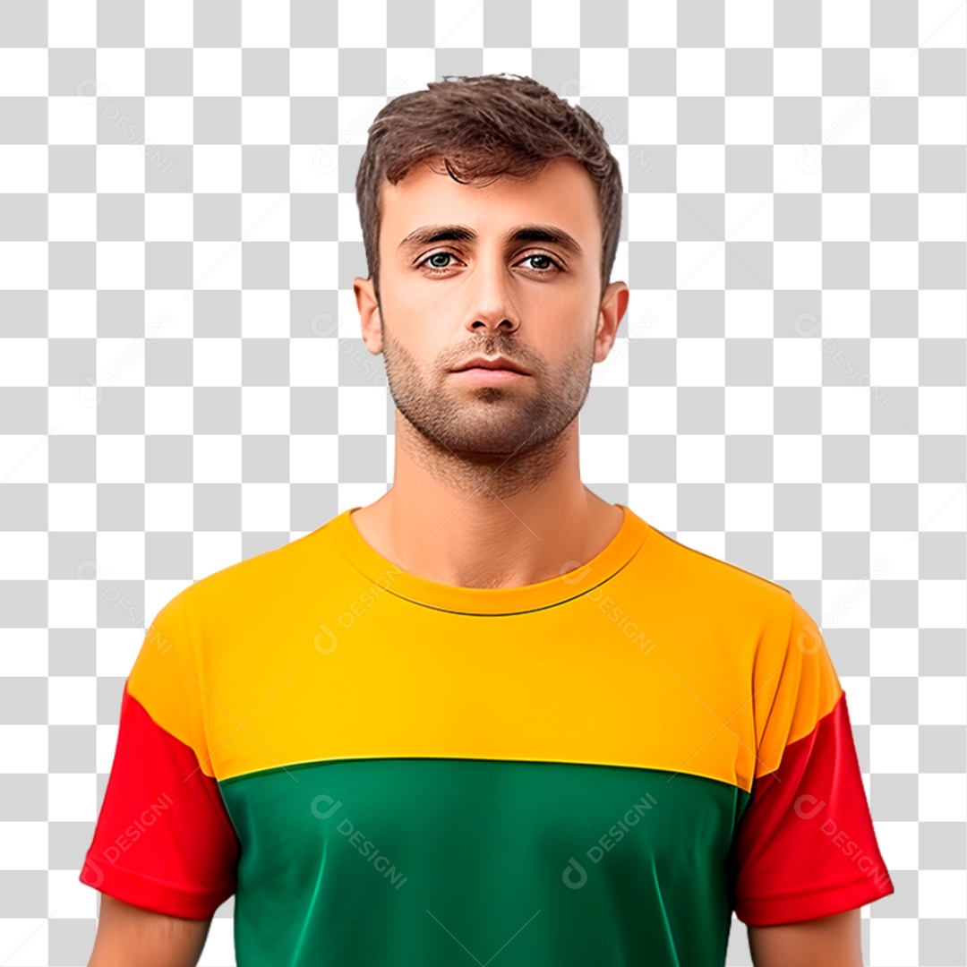 Retrato de um Homem Vestido Camiseta Colorida