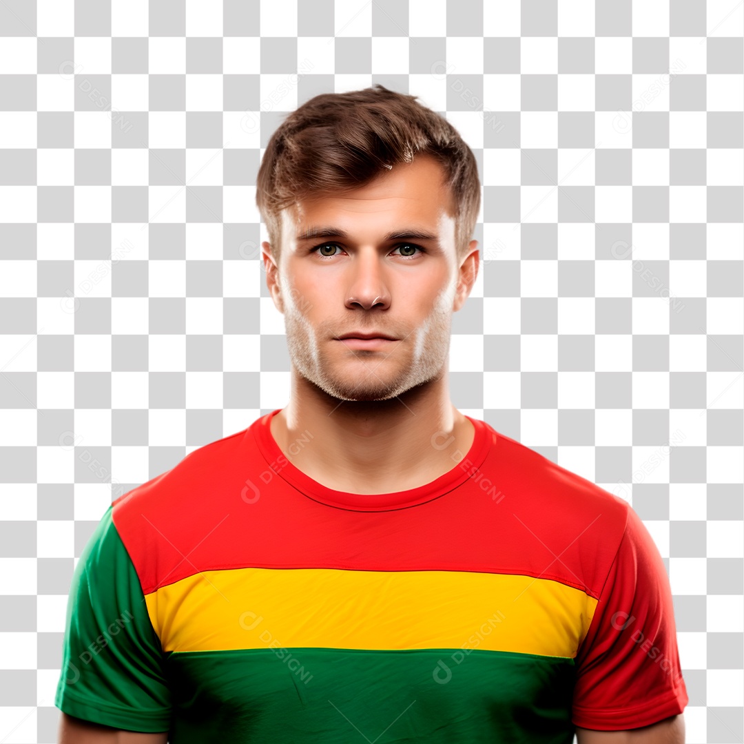 Retrato de um Homem Vestido Camiseta Colorida PNG Transparente