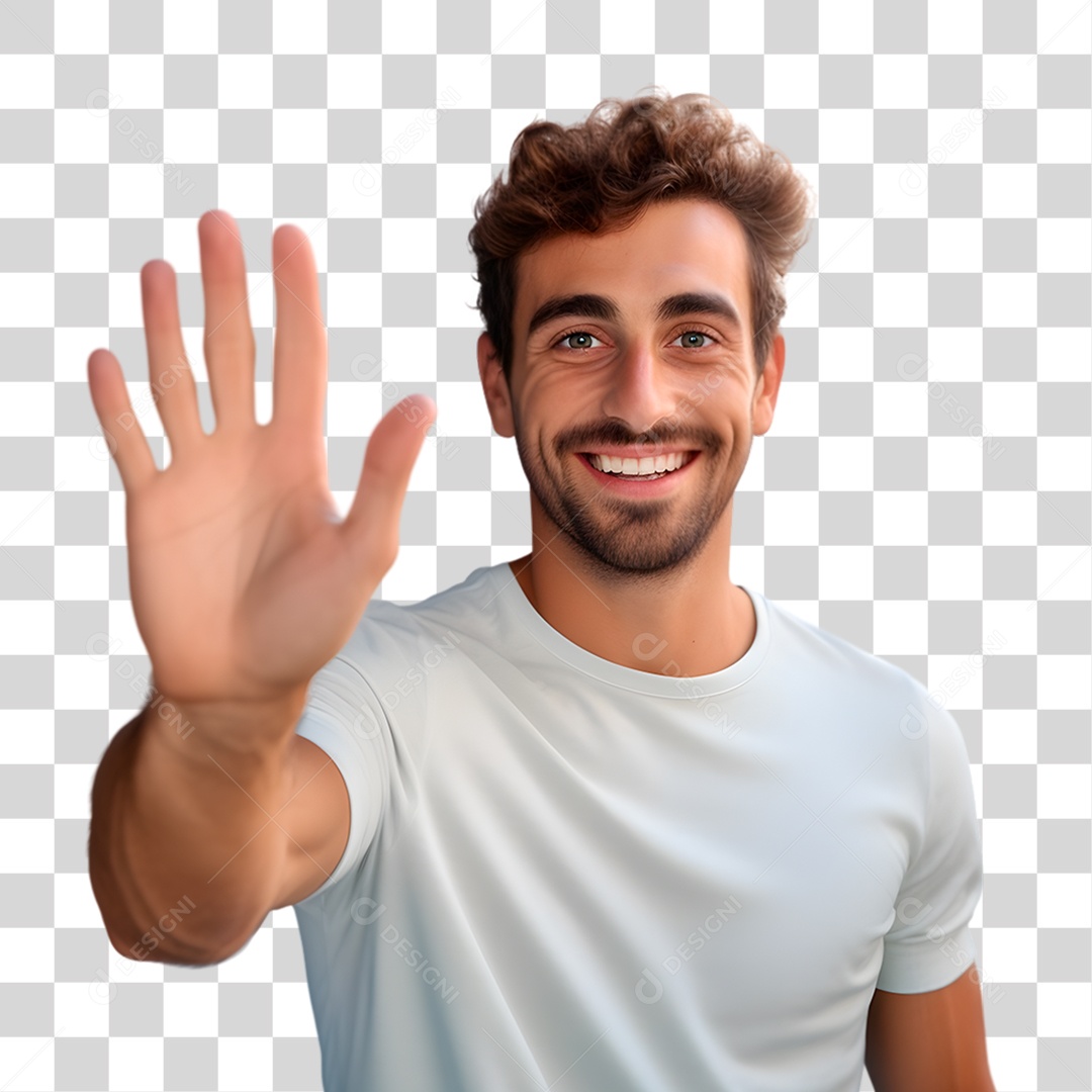 Homem com a Mão Levantadas PNG Transparente