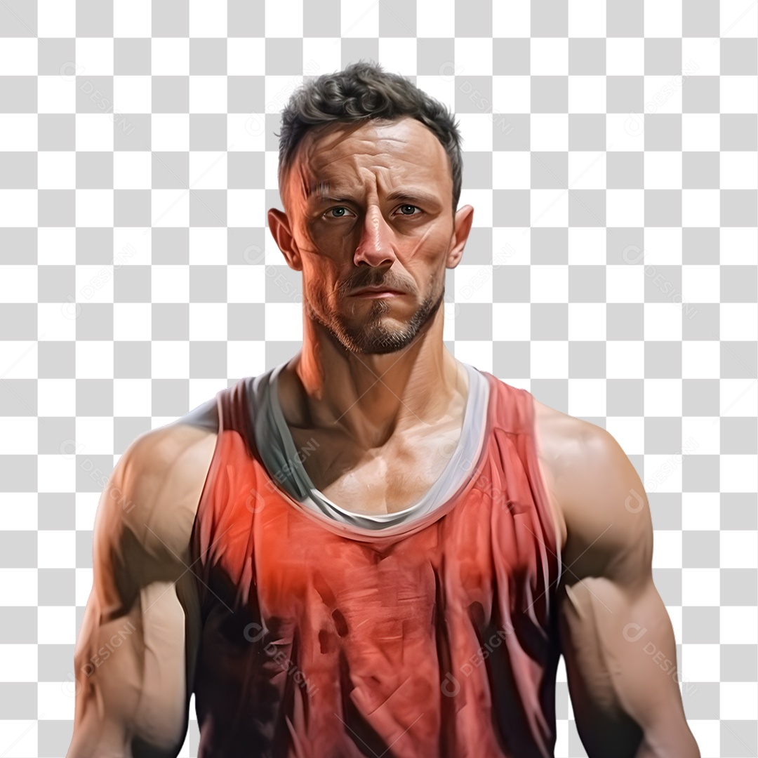 Retrato de Homem com Roupa de Academia PNG Transparente