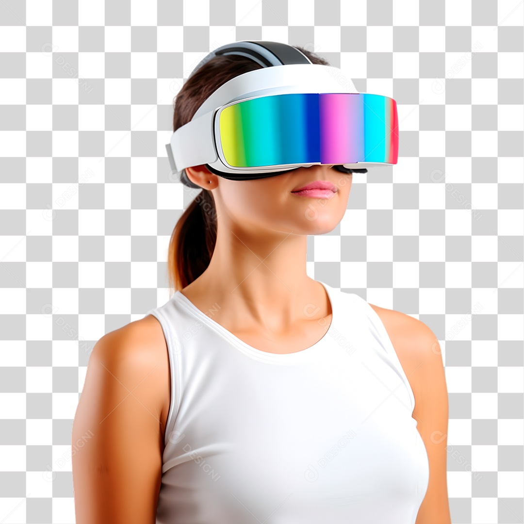 Mulher Usando Óculos Vr PNG Transparente