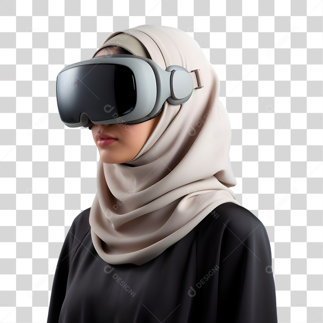 Mulher Usando Óculos Vr Box PNG Transparente