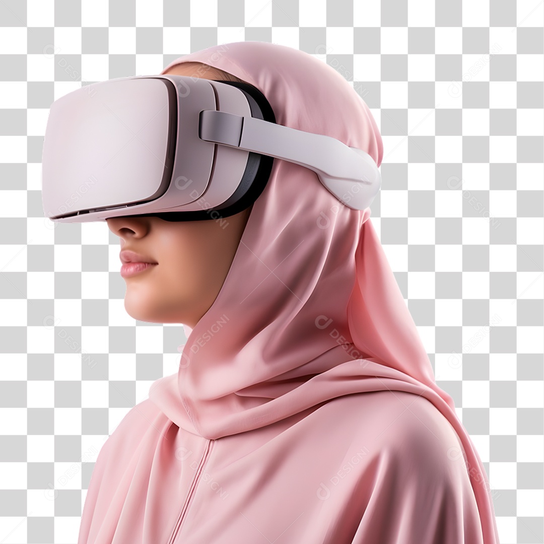 Mulher Usando Óculos Vr Box PNG Transparente