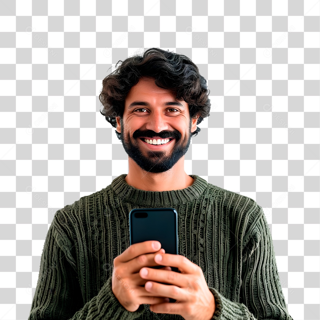 Homem Segurando Celular PNG Transparente