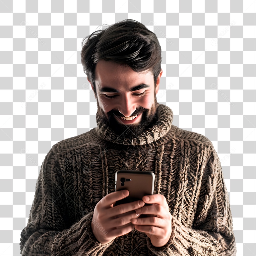 Homem Segurando Celular PNG Transparente