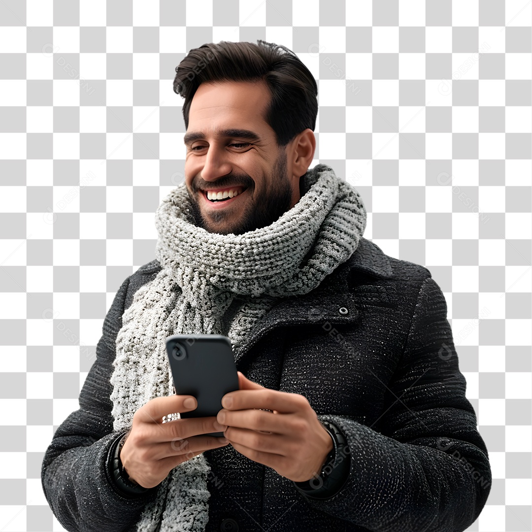 Homem Segurando Celular PNG Transparente