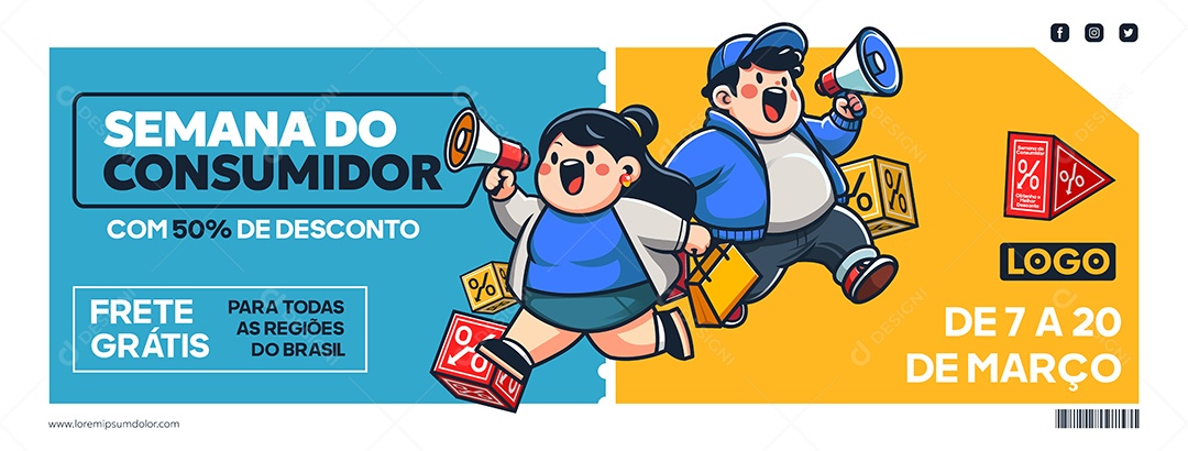 Semana do Consumidor de 7 a 20 de Março Ilustração Vetor EPS Editável