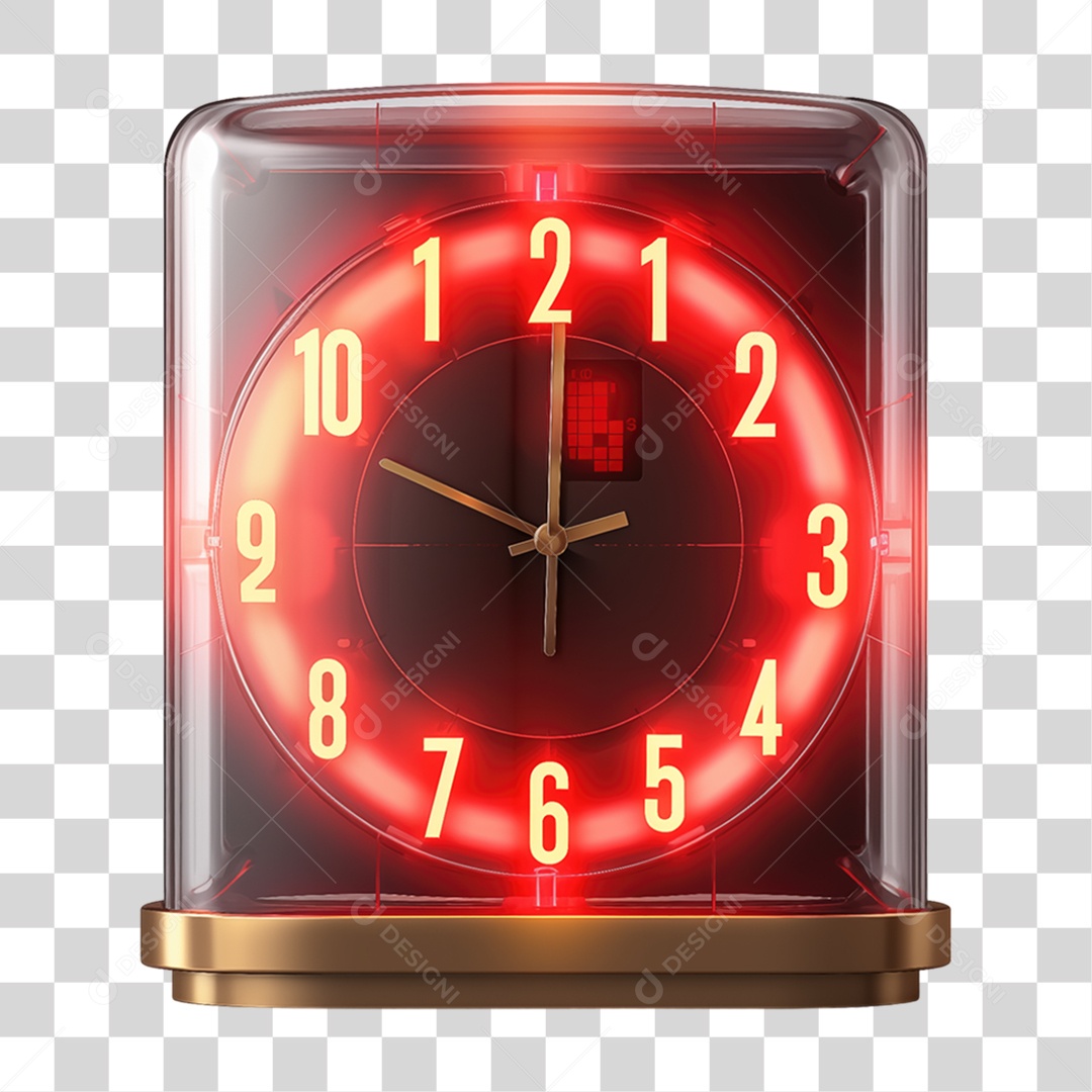 Despertador Relógio de Mesa com Neon PNG Transparente