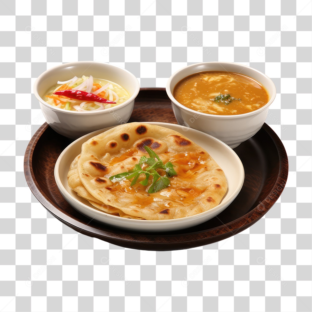 Prato com chapati PNG Transparente