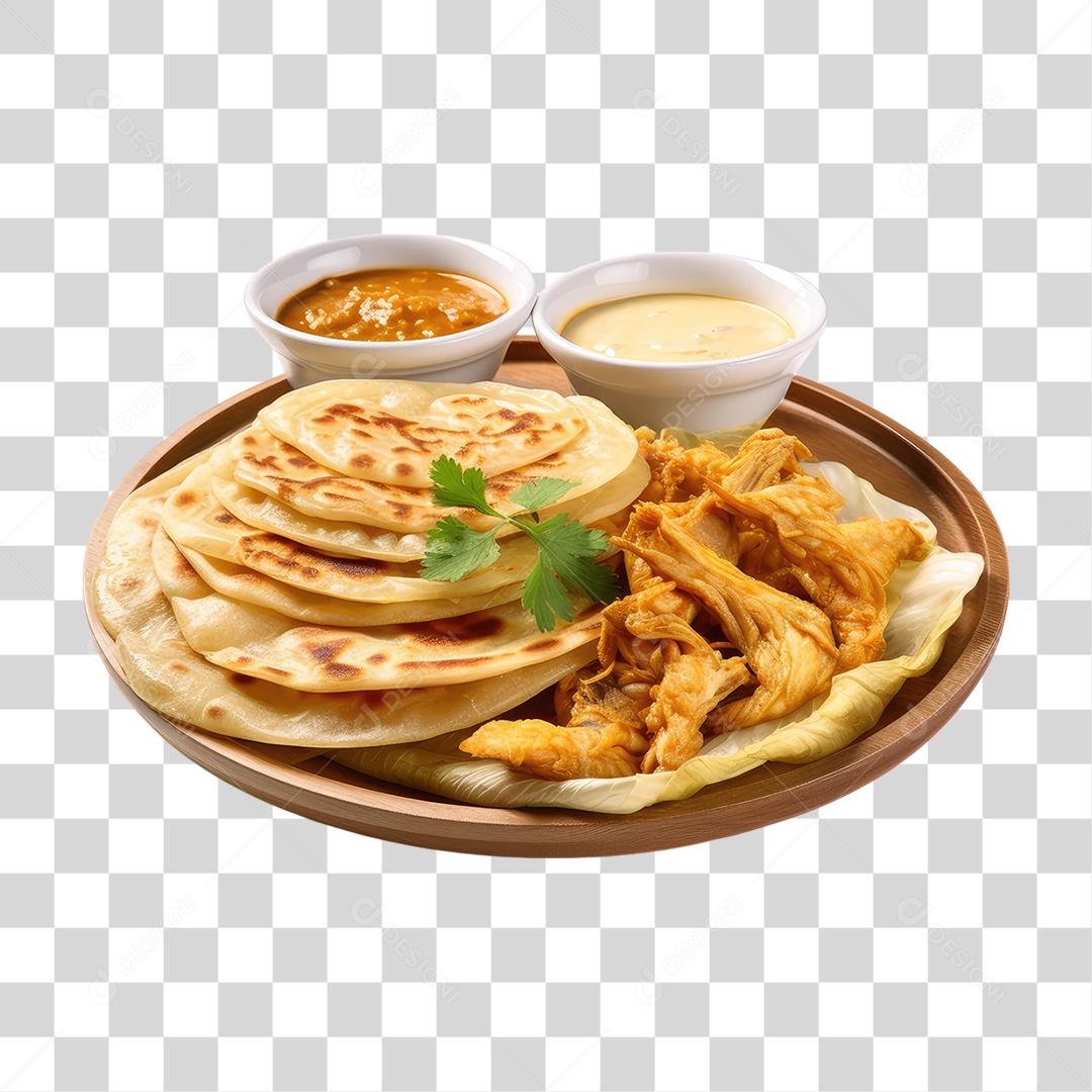 Prato com chapati PNG Transparente