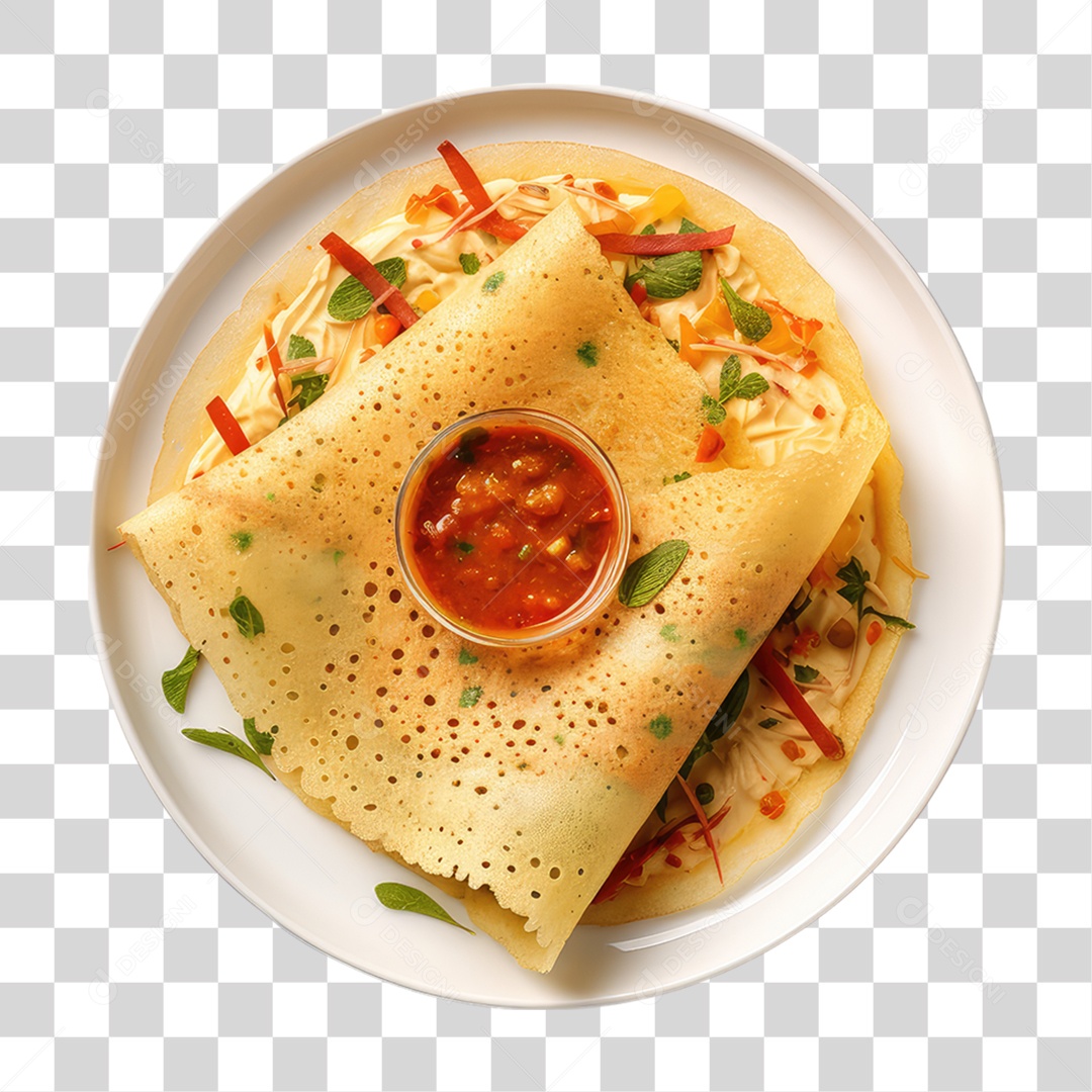 Prato de Masala Dosa PNG Transparente