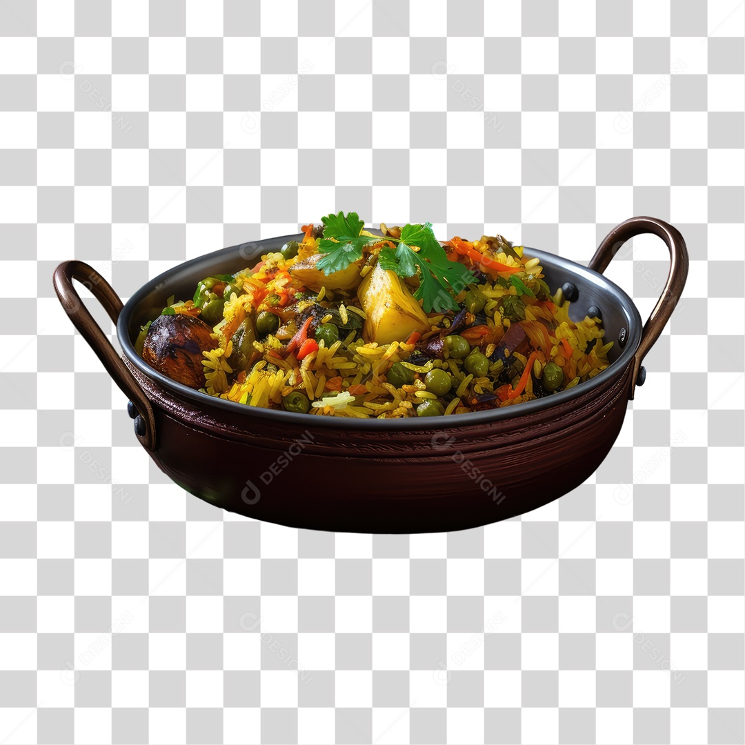 Panela de Arroz e Verduras PNG Transparente