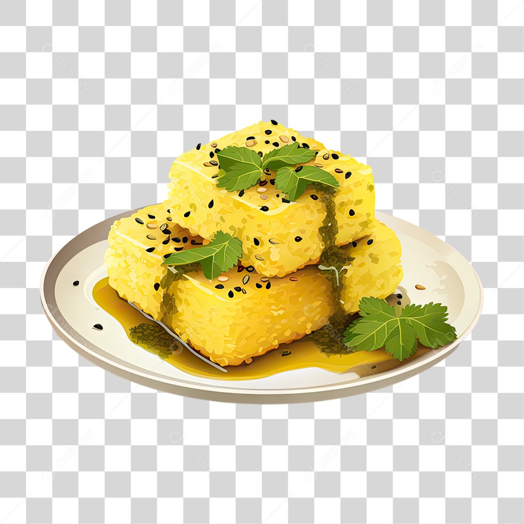 Dhokla Prato Salgado da Índia PNG Transparente
