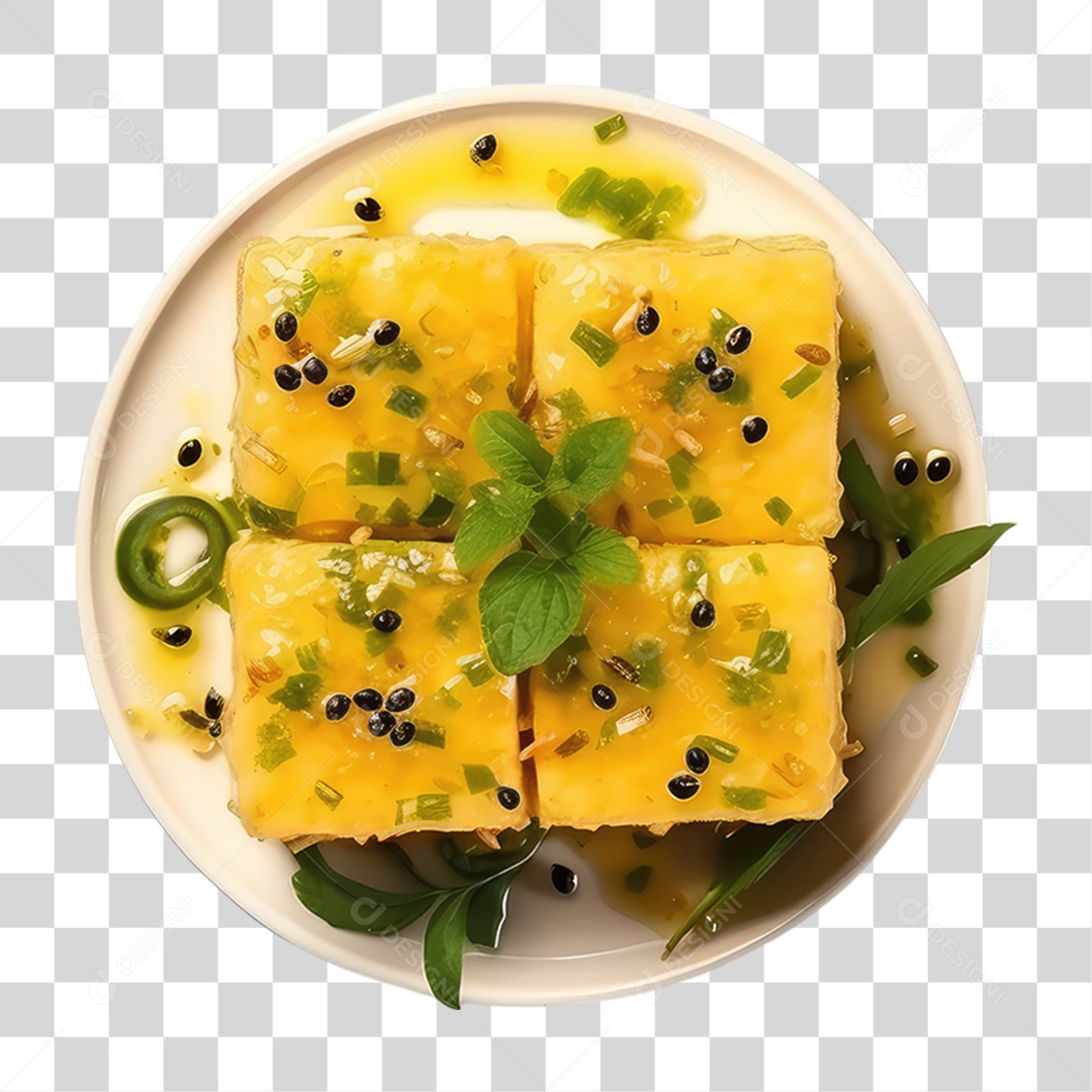 Dhokla Prato Salgado da Índia PNG Transparente