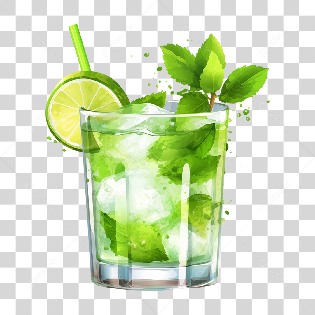 Copo com Suco de Limão PNG Transparente