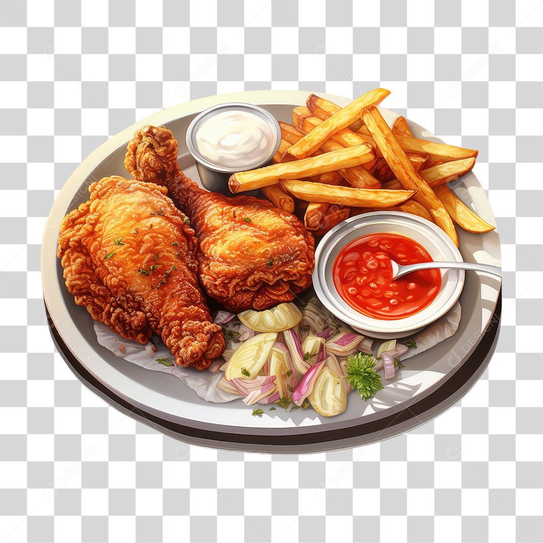 Prato de Frango Frito PNG Transparente