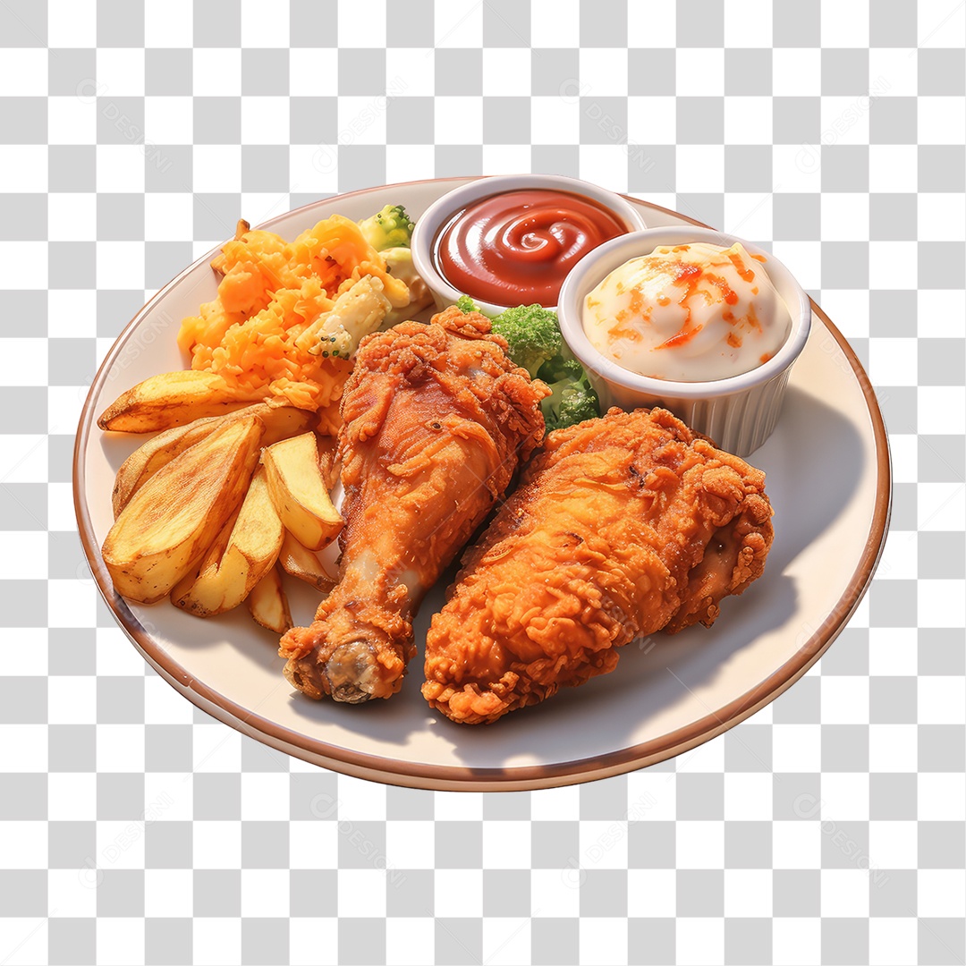 Prato de Frango Frito PNG Transparente