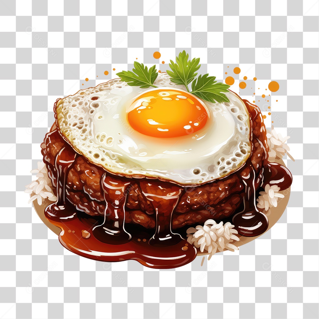 Prato com Bife e Ovo Frito PNG Transparente