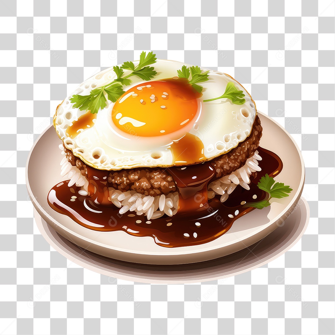 Prato com Bife e Ovo Frito PNG Transparente