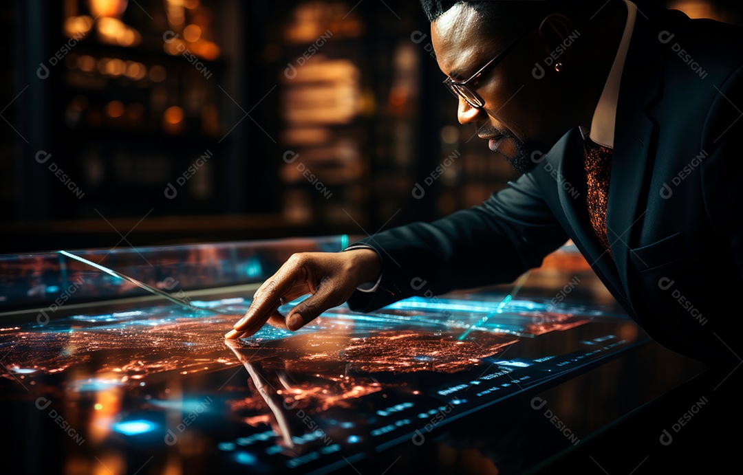 Homem de negócios tocando