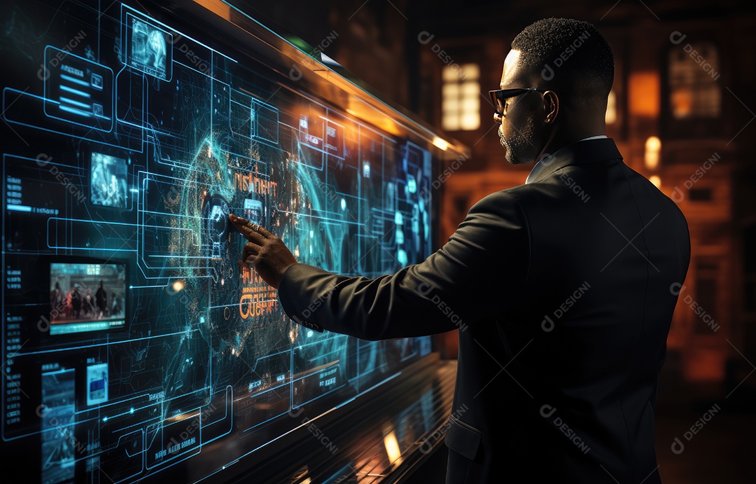 Homem de negócios tocando