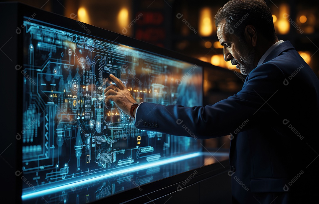 Homem de negócios tocando