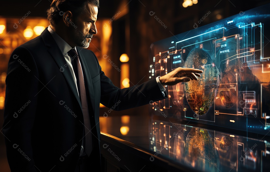 Homem de negócios tocando