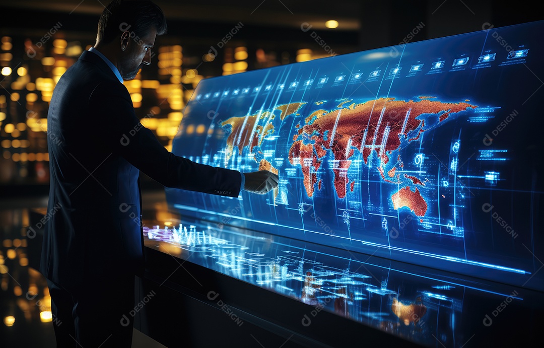 Homem de negócios tocando