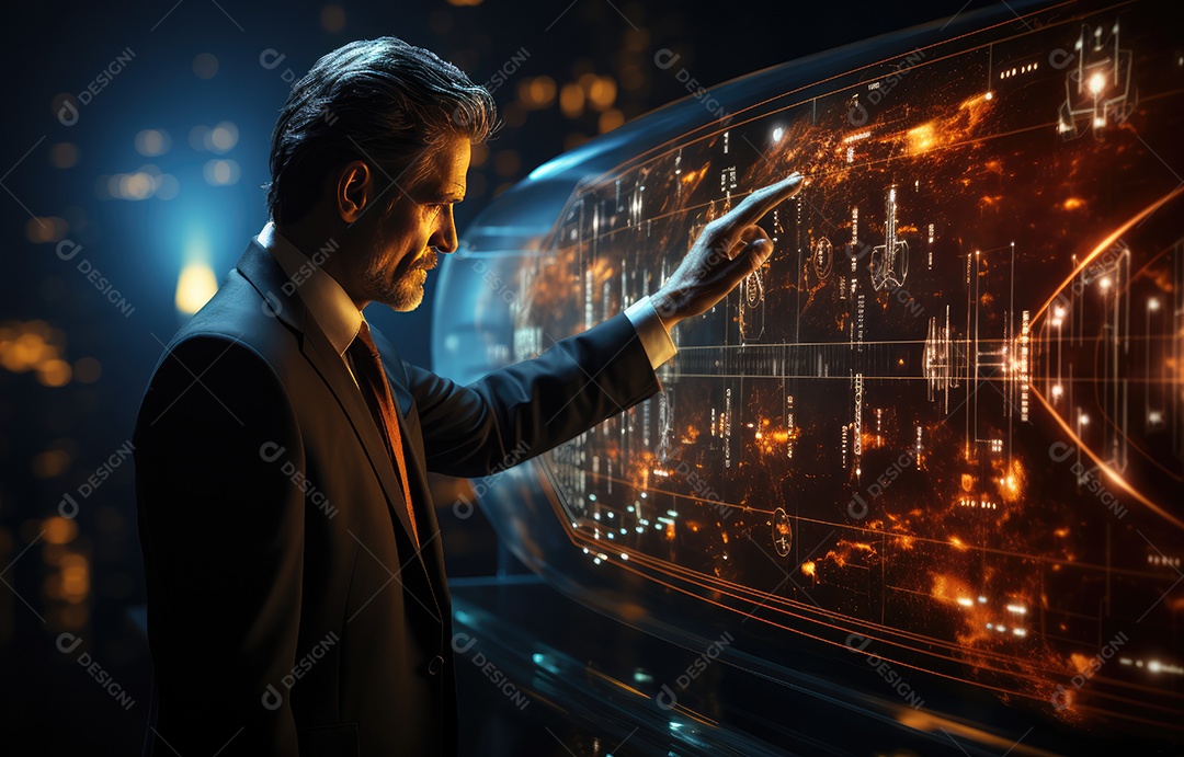 Homem de negócios tocando