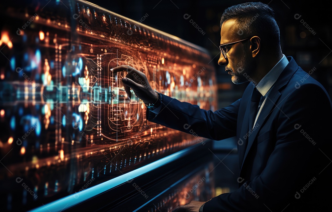 Homem de negócios tocando