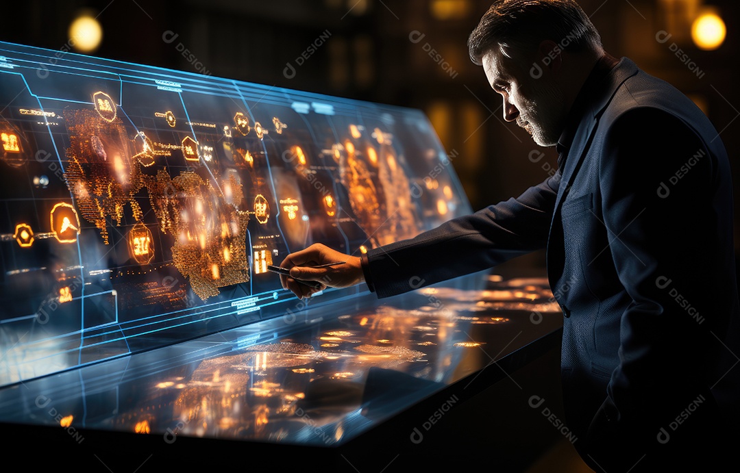 Homem de negócios tocando