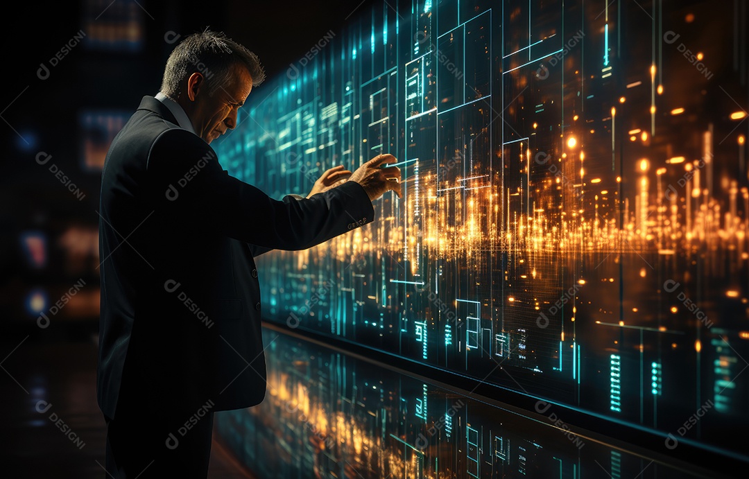 Homem de negócios tocando