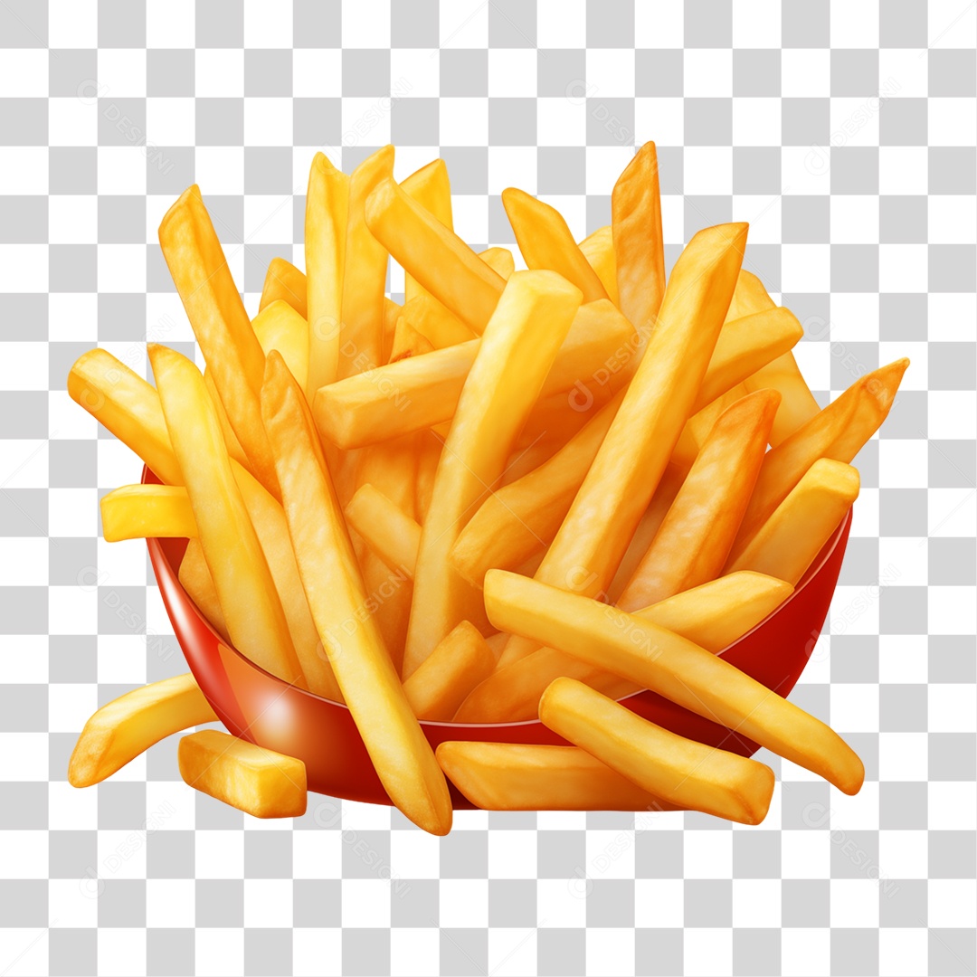 Vasilha com Batatas Fritas PNG Transparente