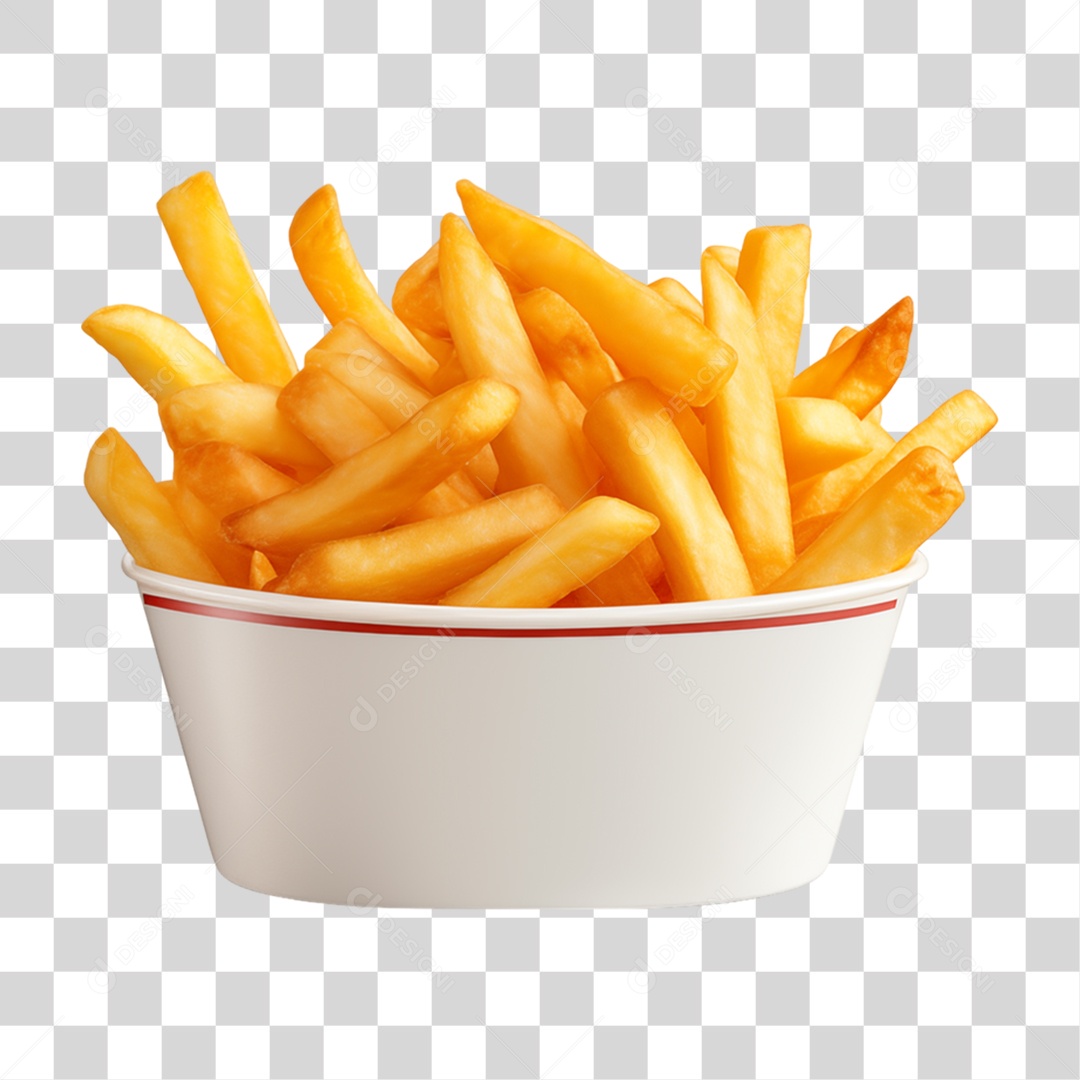 Vasilha com Batatas Fritas PNG Transparente