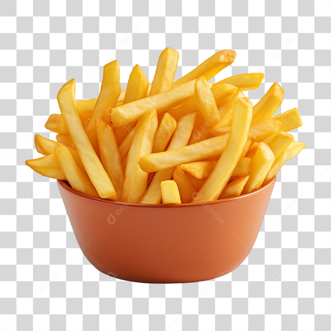 Vasilha com Batatas Fritas PNG Transparente