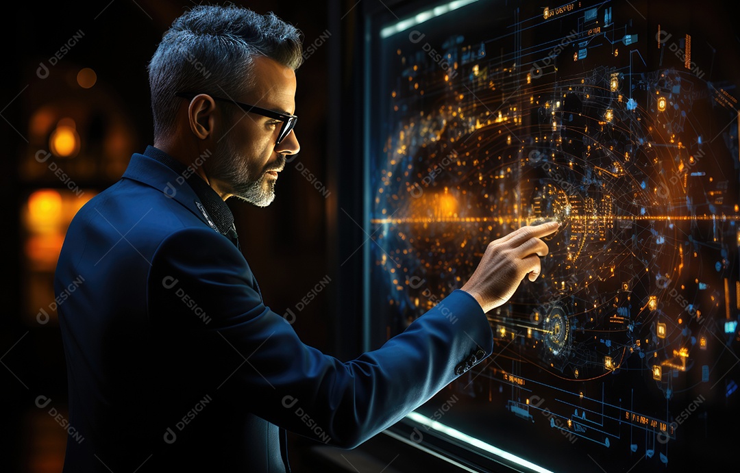 Homem de negócios tocando