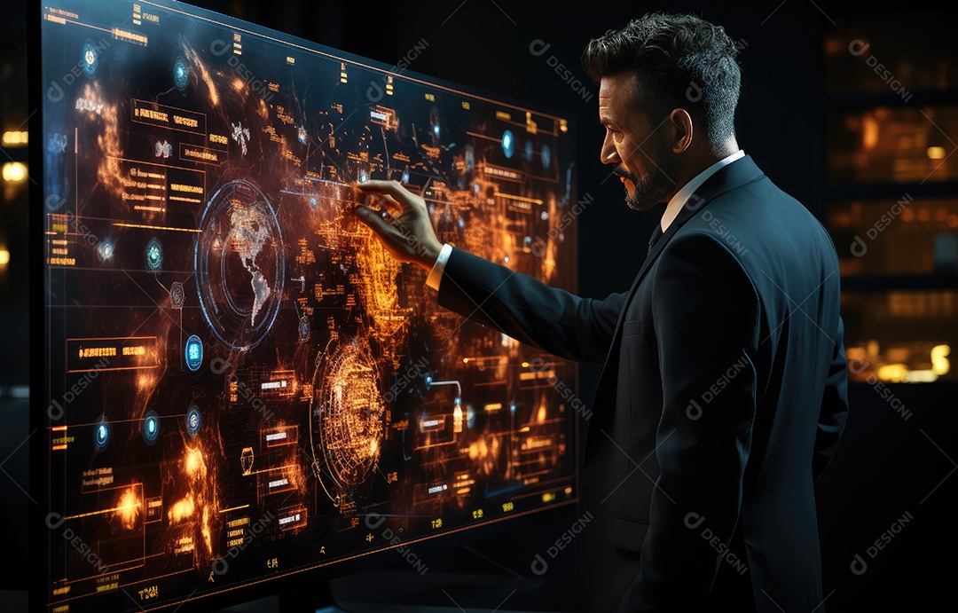 Homem de negócios tocando