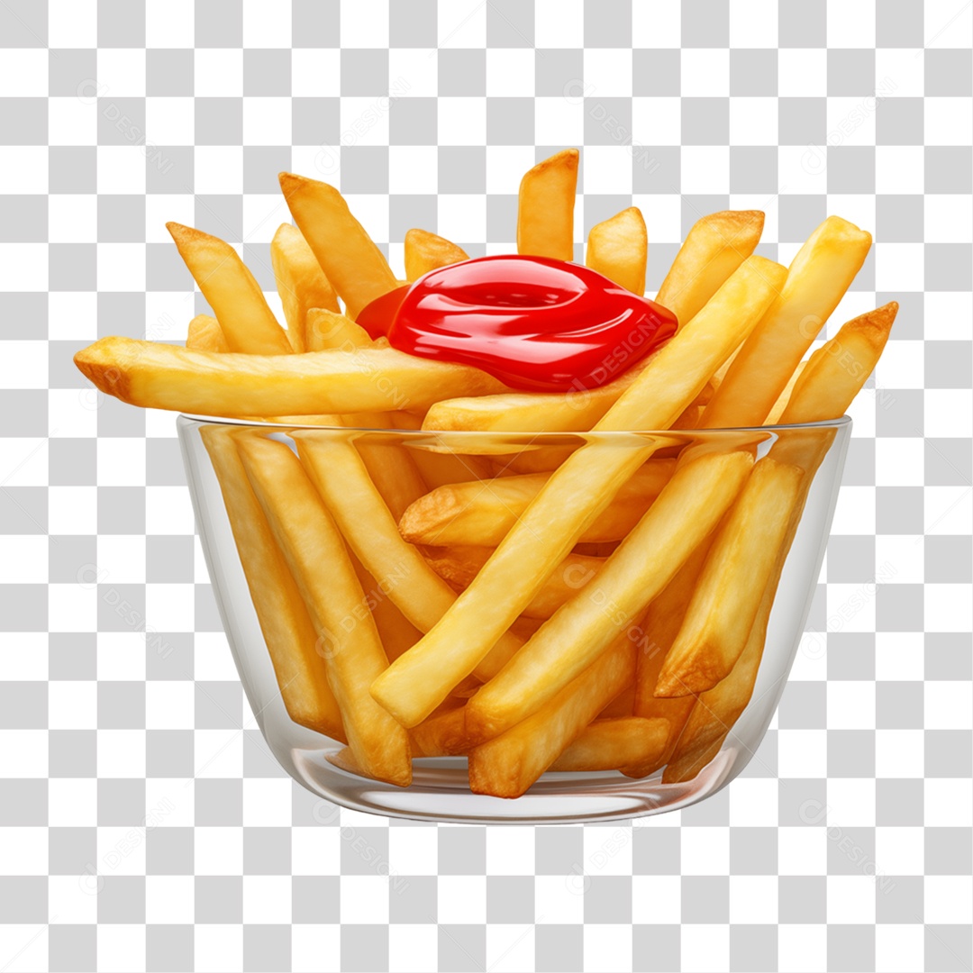 Vasilha com Batatas Fritas PNG Transparente