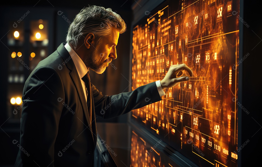 Homem de negócios tocando