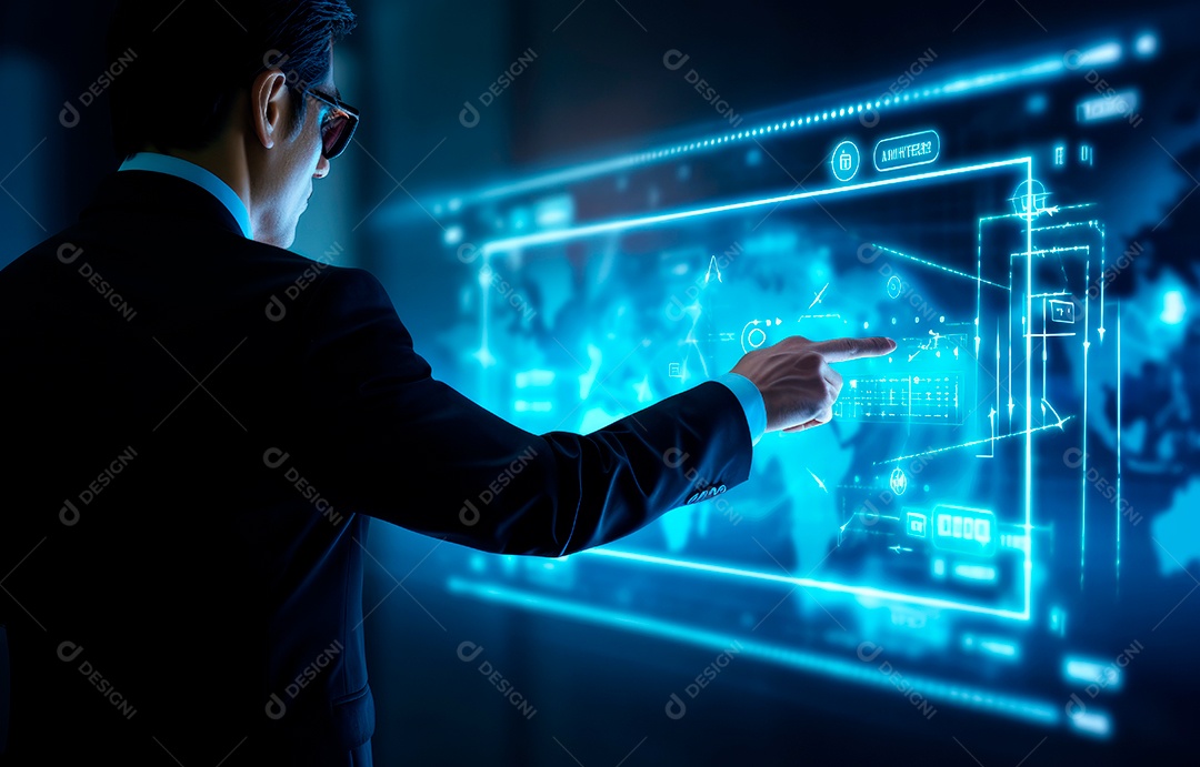 Homem de negócios tocando