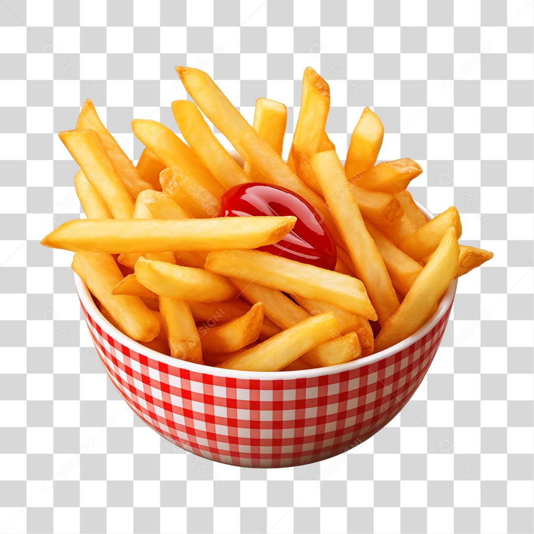 Vasilha com Batatas Fritas PNG Transparente