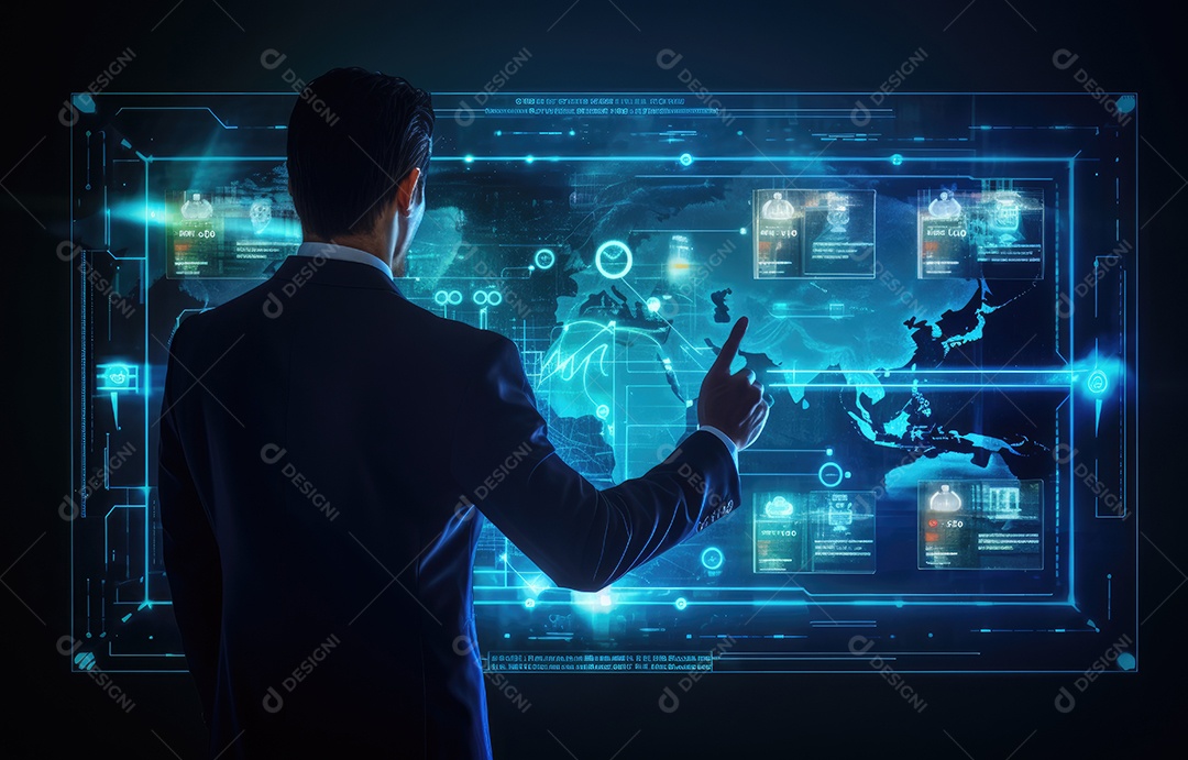 Homem de negócios tocando